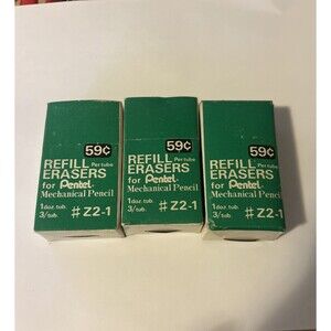 Bundle (3) Boxes of 36 Vtg Pentel Mechanical Pencil Refill Erasers #Z2-1 Green